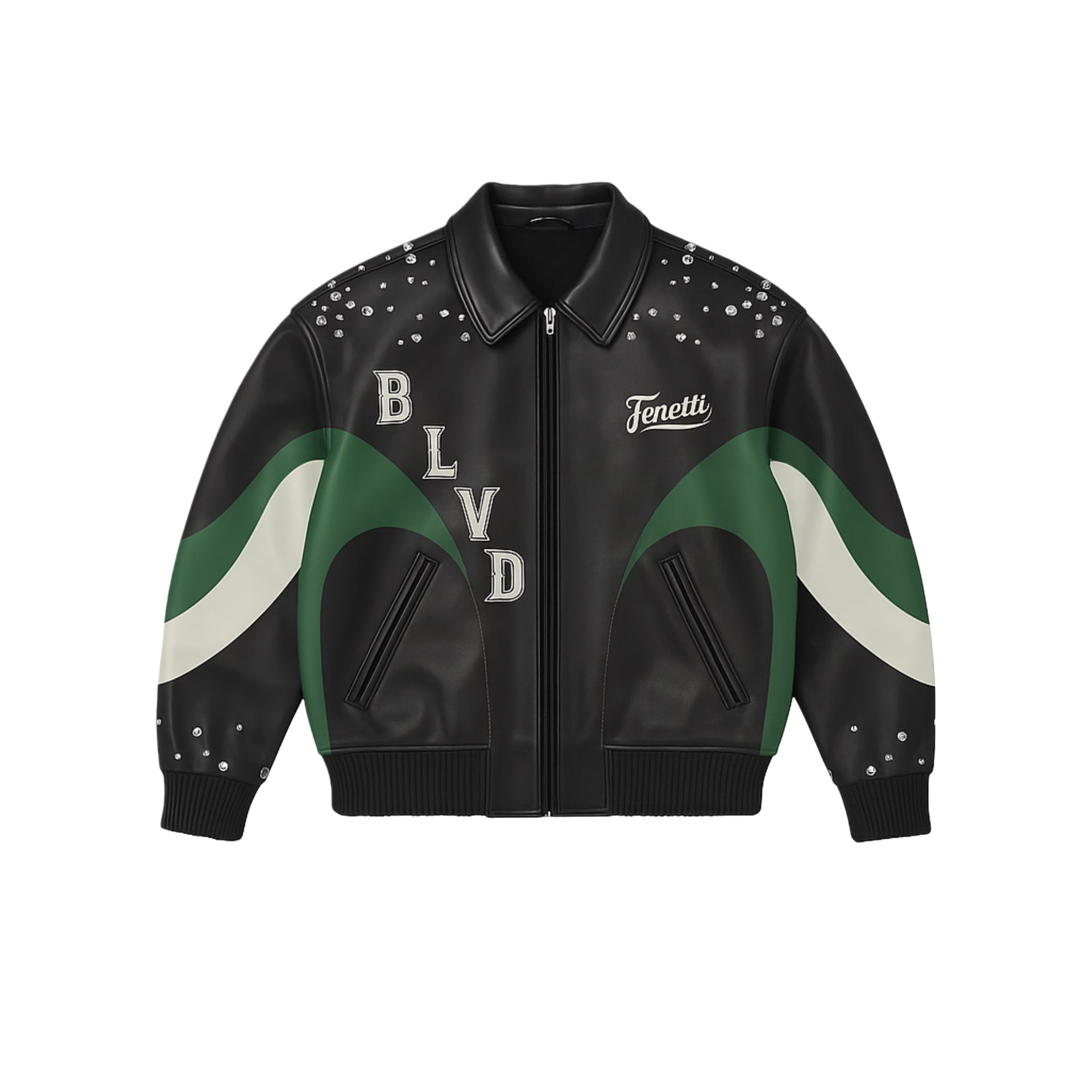 Green line Varsity Leather